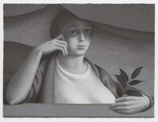 George Tooker - [Woman with Branch]; and Window