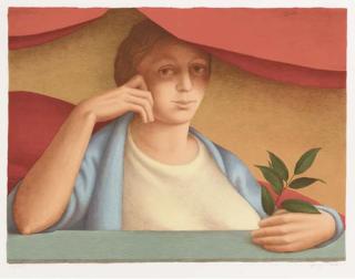 George Tooker - [Woman With Branch]