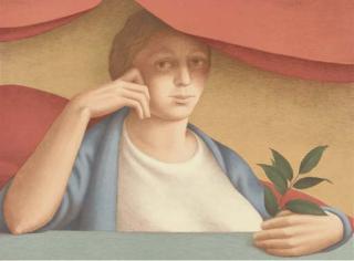 George Tooker - [Woman with Branch]