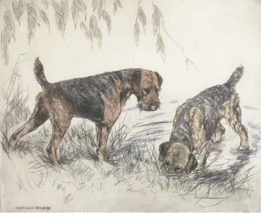 George Vernon Stokes - Terriers at the waters edge
