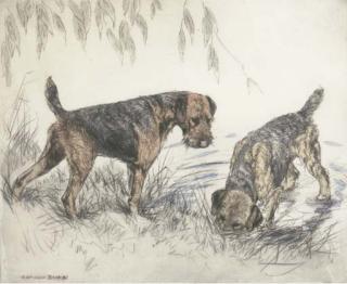 George Vernon Stokes - Terriers at the waters edge