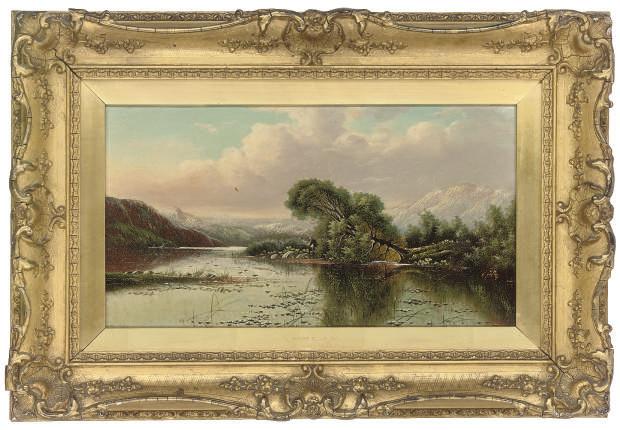 George Vicat Cole, R.A. - An Angler On A Tranquil Stretch of The River