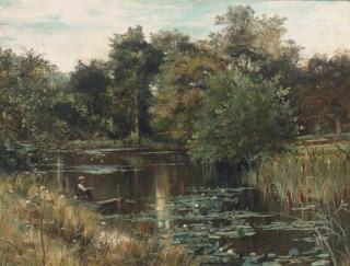 George Vicat Cole, R.A. - Fishing From A Punt