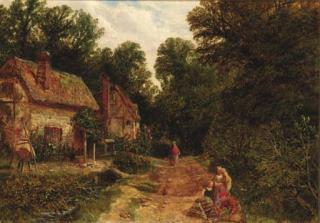 George Vicat Cole - Feeding the Chickens