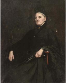 George Walton - Portrait of Mrs Maughan, Three-Quarter-Length, In A Black Dress