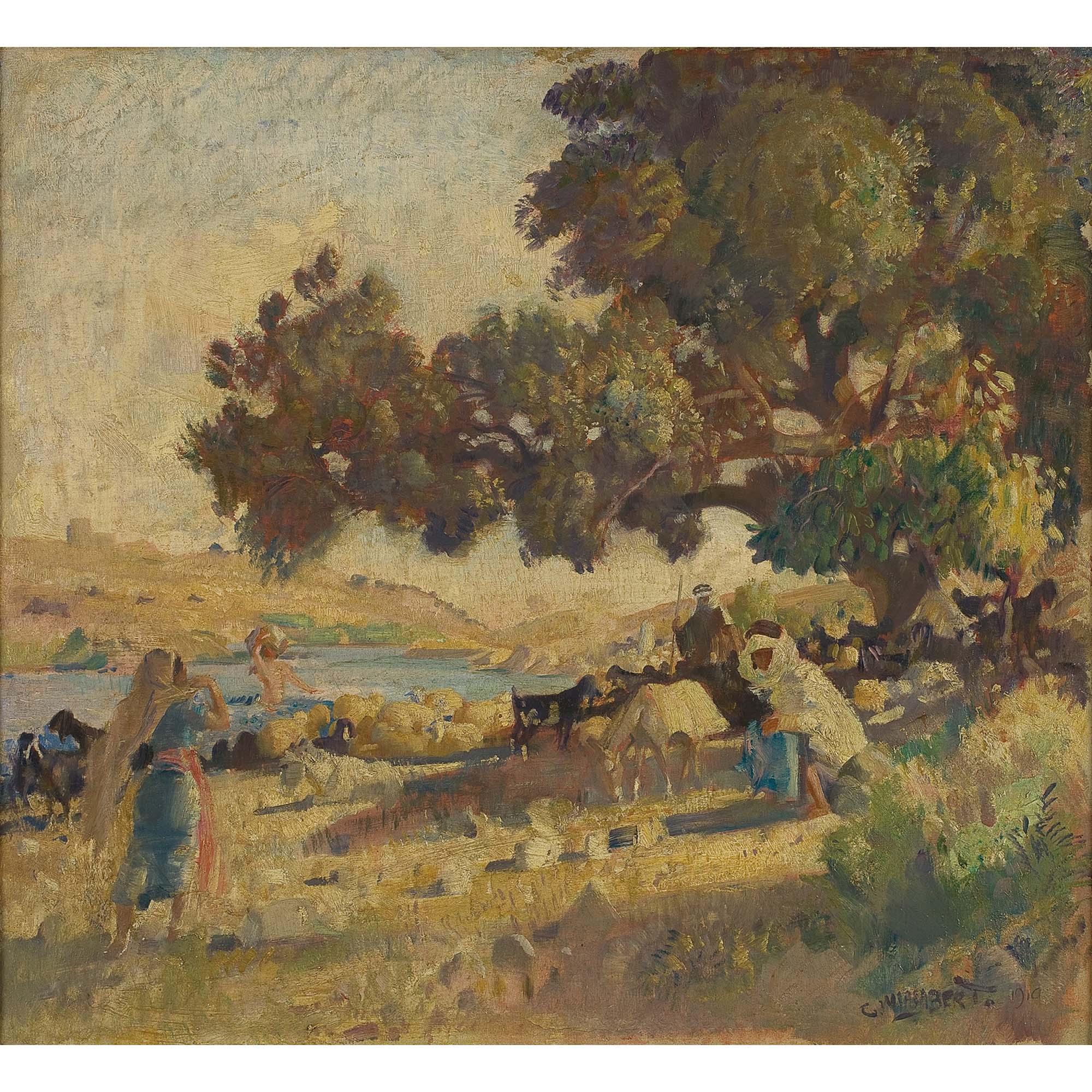 George Washington Lambert - Australian The Ford Across The Jordan At Jizra Benat Jacob