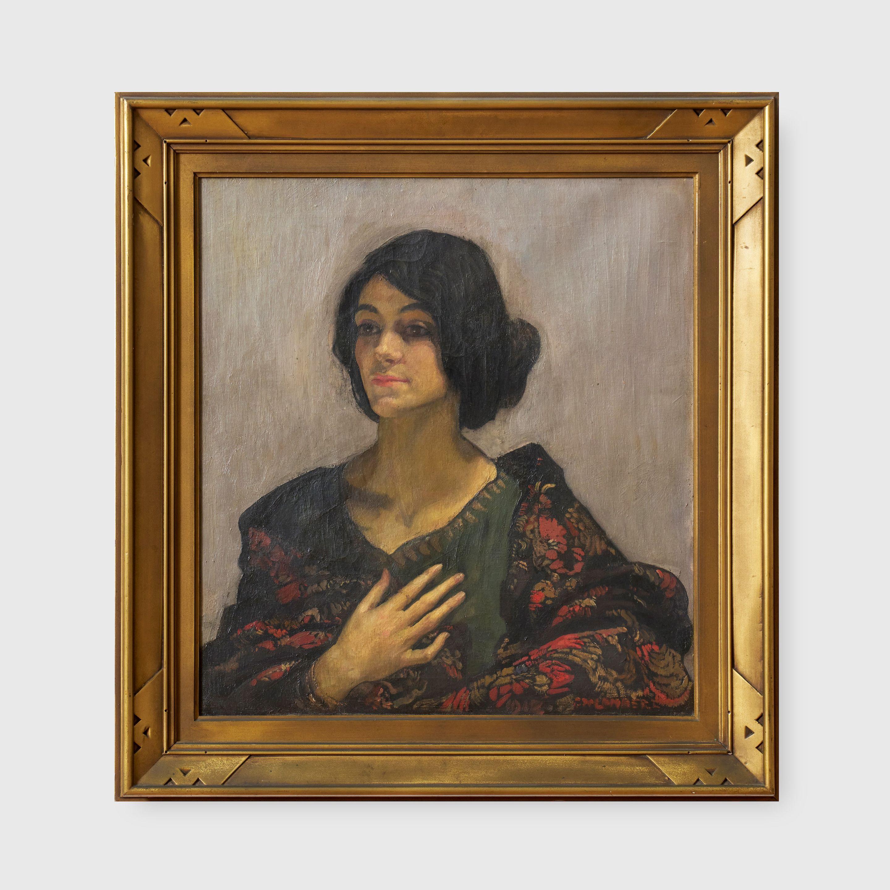 George Washington Lambert - Portrait of a Woman in a Floral Shawl, 1912