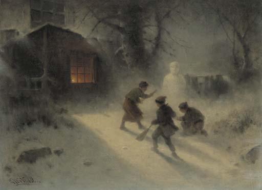 George Washington Nicholson - Building a Snowman