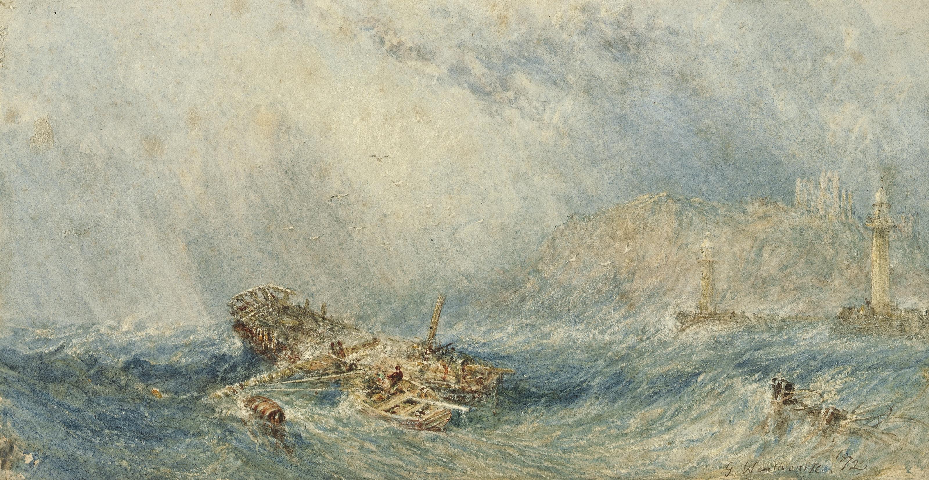 George Weatherill - The entrance to the harbour at Whitby