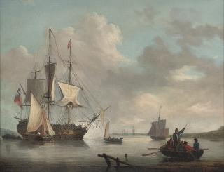George Webster - A British frigate announcing her departure from the estuary