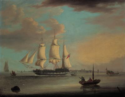 George Webster - A clipper leaving London, with a view of Greenwich beyond