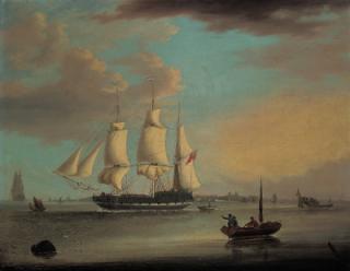 George Webster - A clipper leaving London, with a view of Greenwich beyond
