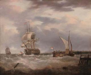 George Webster - A Dutch emigrant ship dropping the pilot and leaving her homeland astern