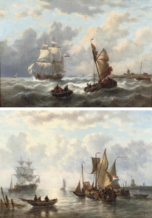George Willem Opdenhoff - On calm water; and On a choppy sea