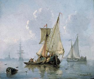 George Willem Opdenhoff - Shipping in a calm sea