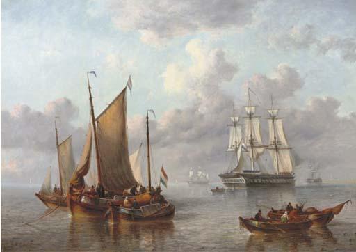 George Willem Opdenhoff - Shipping on a calm sea