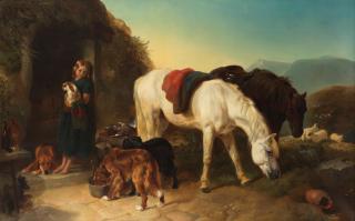 George William Horlor - Outside the crofters cottage