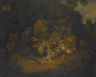 George William Sartorius - Still Life Of Fruit With A Monkey