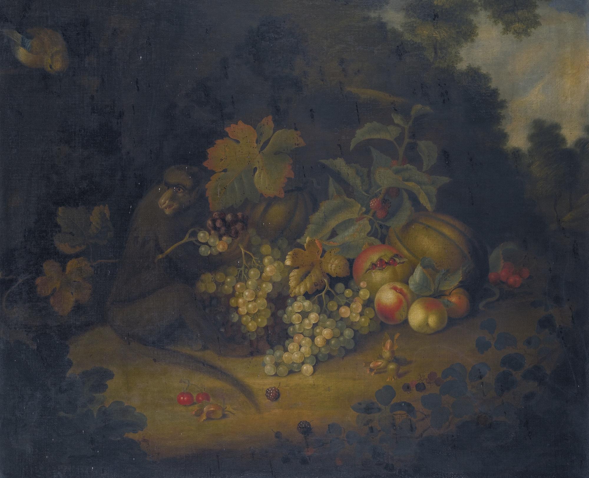 George William Sartorius - Still Life Of Fruit With A Monkey