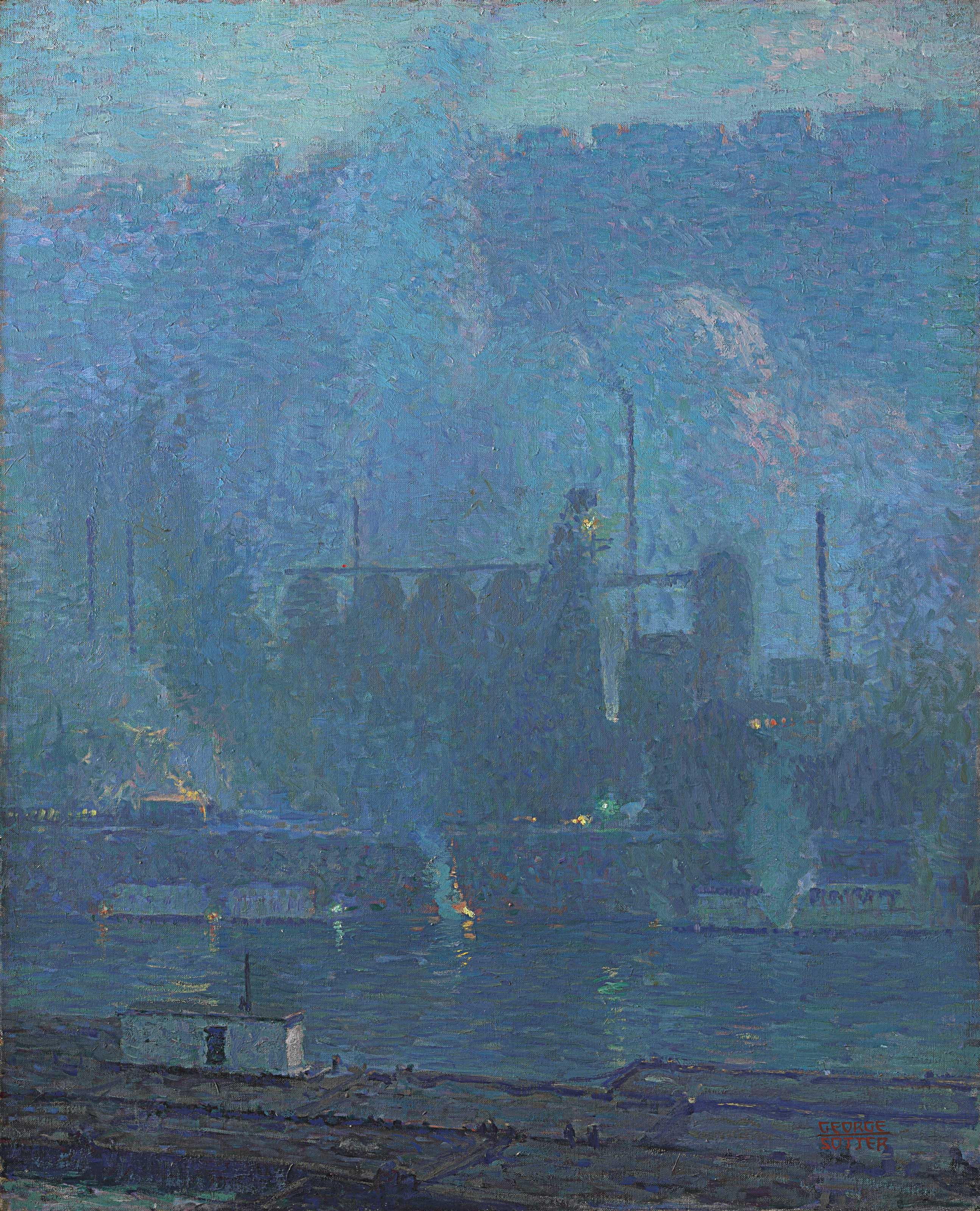 George William Sotter - Night Scene, Pittsburgh