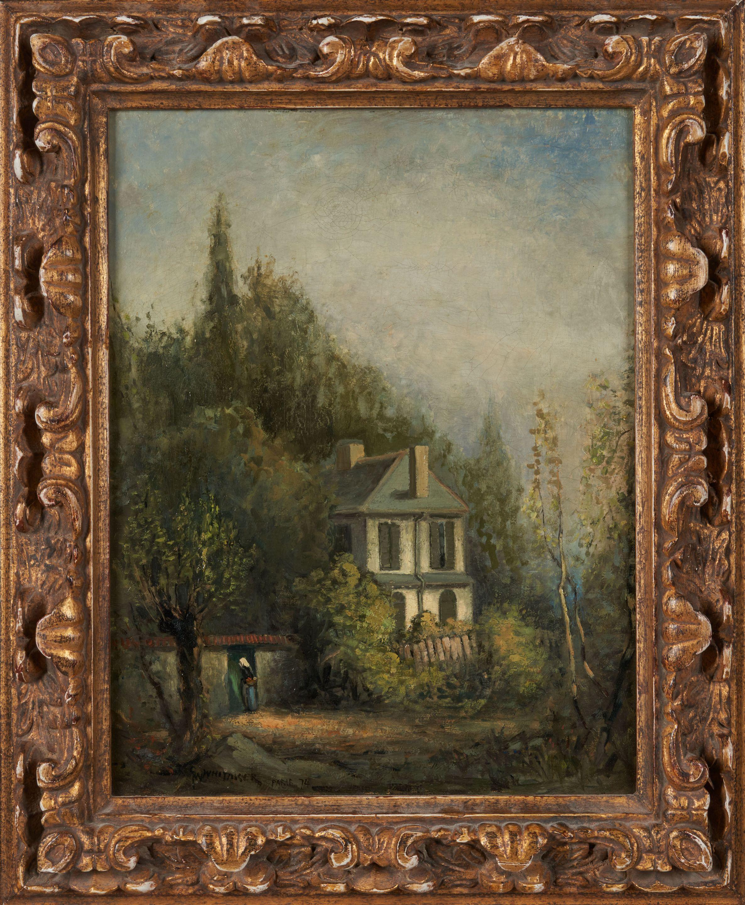 George William Whitaker - Stone Wall And House