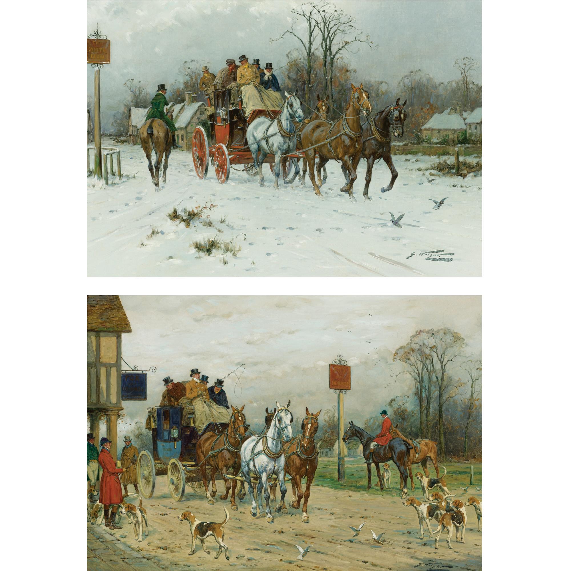 George Wright - British Coaching By The White Lion Inn And The Red Fox Inn (Two Works)