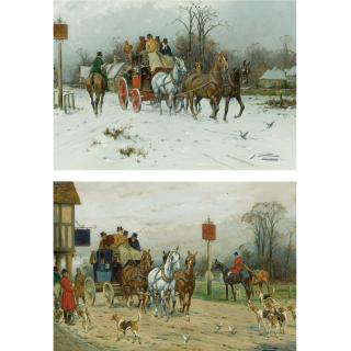George Wright - British Coaching By The White Lion Inn And The Red Fox Inn (Two Works)