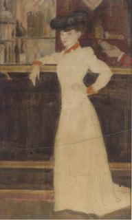 Georges Alfred Bottini - An Elegant Lady At A Bar