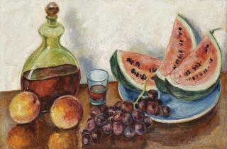 Georges Anatolievich Pogedaieff - Still Life With Fruit And Carafe
