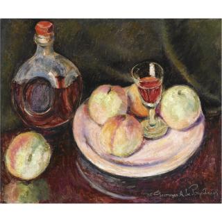 Georges Anatolievich Pogedaieff - Still Life With Provence Peaches And Alsace Wine