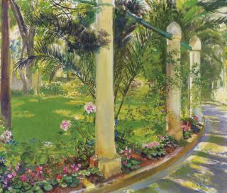 Georges-Antoine Rochegrosse - L\'Allée De La Noria, Djenan Meryem, Algergeorge Rochegrosse ; The Path Of Noria, Djenan Meryem In Algiers ; Signed Lower Right ; Oil On Canvas