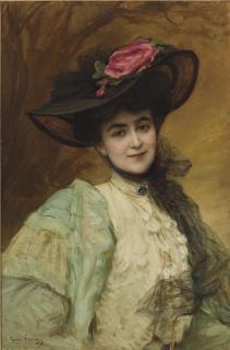 Georges-Auguste Elie Lavergne - Elégante au chapeau