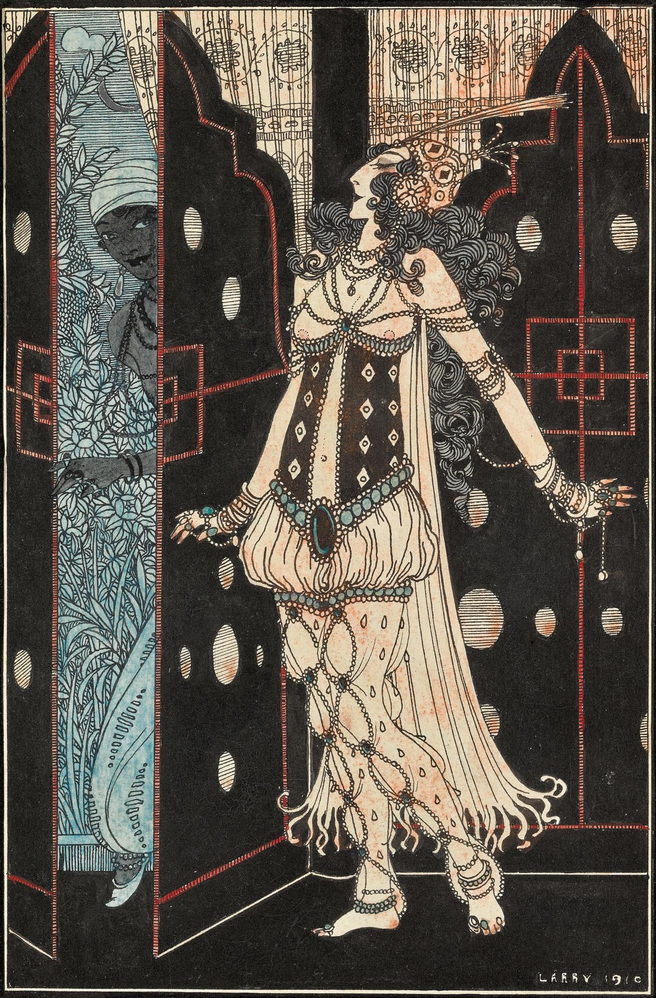 Georges Barbier - Ida Rubinstein and Vaslav Nijinsky in Scheherazade