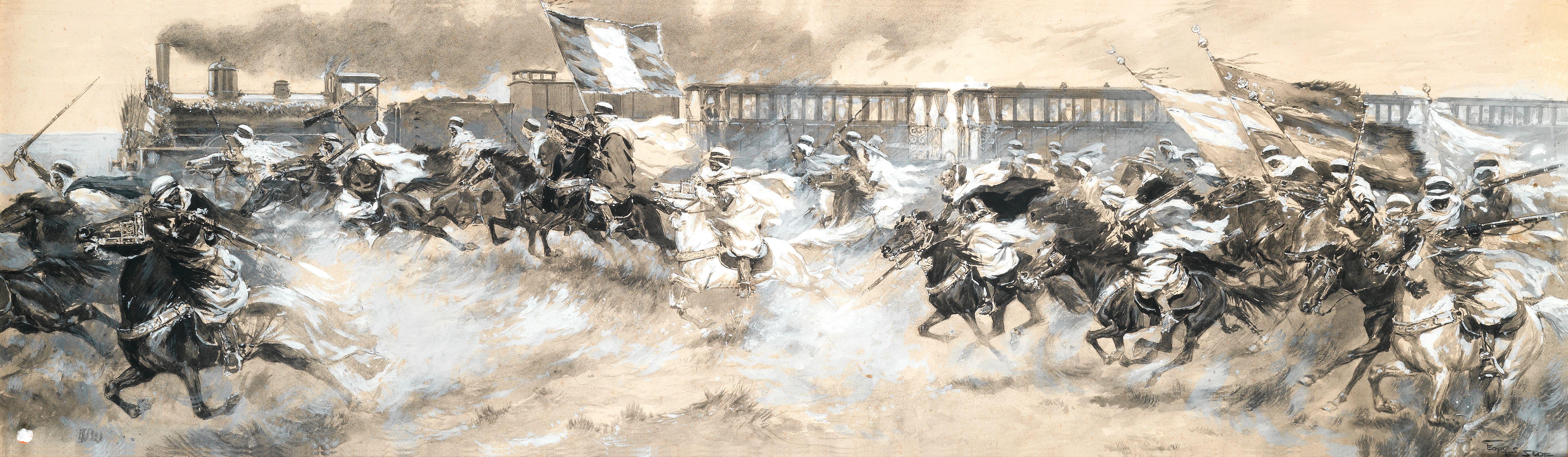 Georges Bertin Scott - A charge of the Moroccan Goumiers