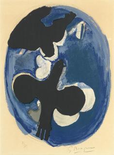 Georges Braque - Deux Oiseaux sur Fond Bleu