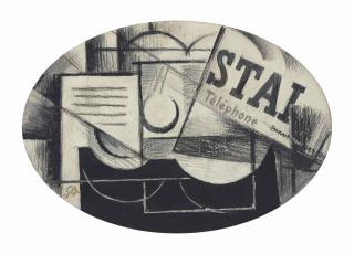 Georges Braque - Guitare et journal: STAL (recto); Femme à la mandoline (verso)