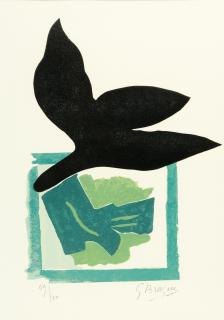 Georges Braque - Oiseau noir sur fond vert aus: Si je mourais là-bas.