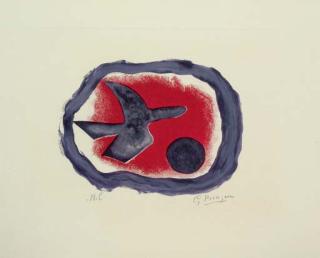 Georges Braque - Oiseau sur Fond carmin (Oiseau XIV) (V. 123)