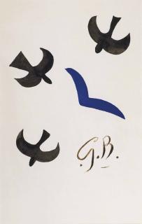 Georges Braque - Trois Oiseaux Noirs Et Un Bleu