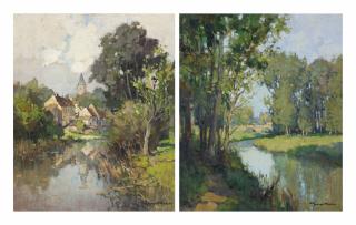 Georges Charles Robin - A village on the Sèvres; and Le Sèvres, France