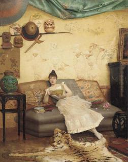 Georges Croegaert - A Quiet Read in a Chinoiserie Interior