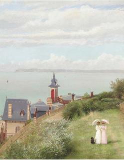 Georges Croegaert - A stroll by the coast, Trouville-sur-mère