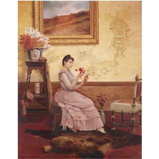 Georges Croegaert - Belgian Jeune Femme Arrangeant Un Bouquet