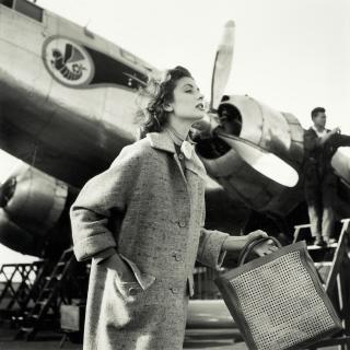 Georges Dambier - Suzy Parker, Casablanca Airport, Maroc (for \'Elle\' Magazine)