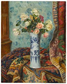 Georges Daniel De Monfreid - Vase De Roses Aux Tapis D\'Orient