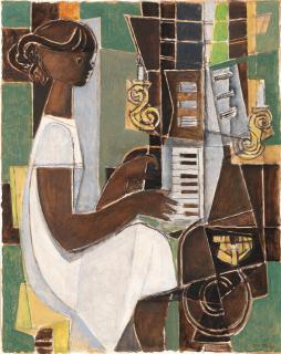 Georges Dayez - Girl Playing Piano
