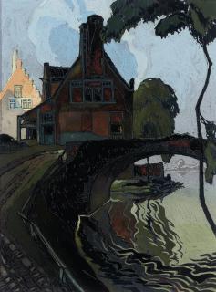 Georges De Feure - A mill by a bridge