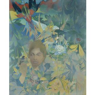 Georges de Feure - French Visage De Femme Sur Fond De Vegetation Luxuriante Et D\'Oiseaux Fantastiques