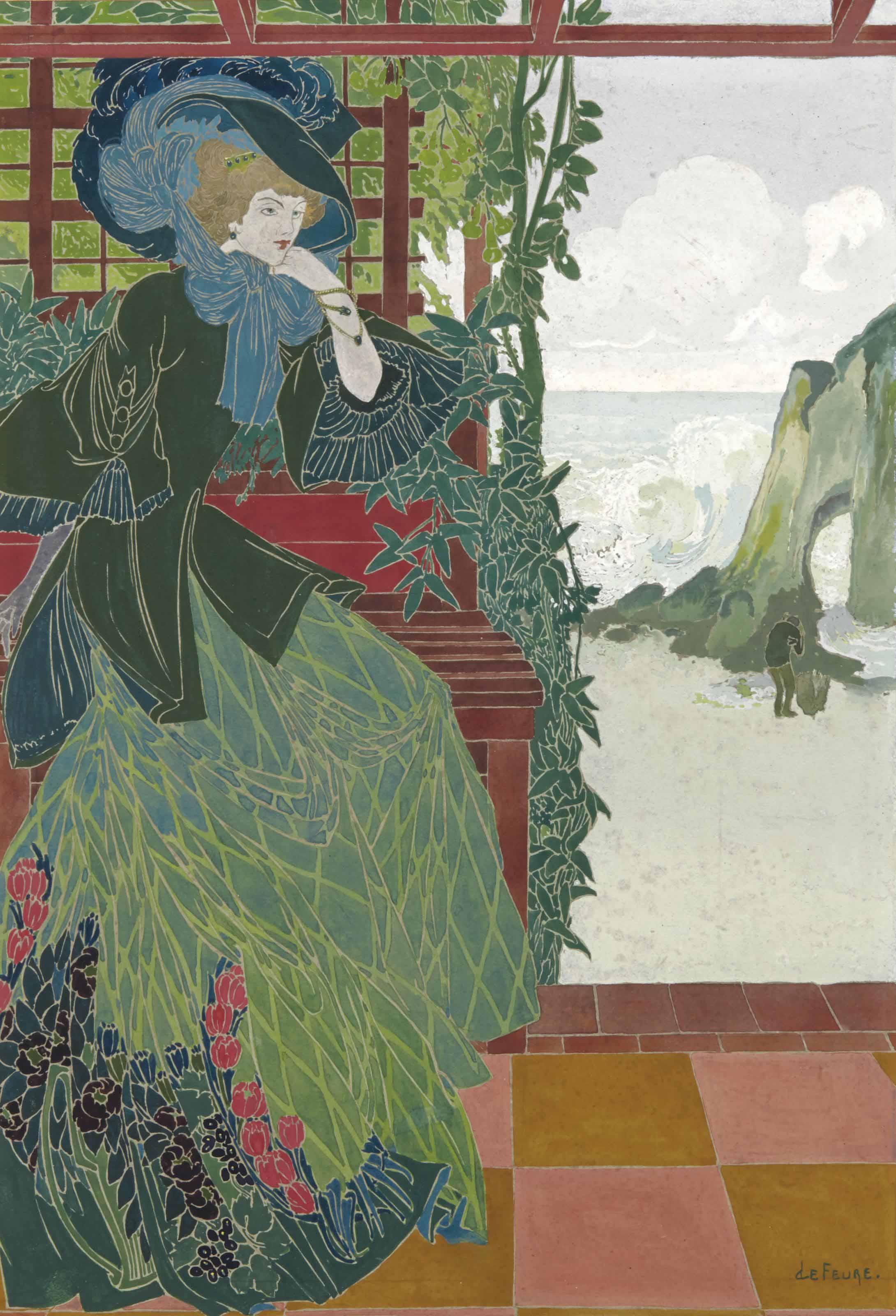 Georges De Feure - L\'élégante à l\'Aiguille Creuse