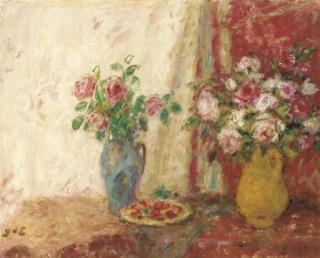 Georges D\'Espagnat - Bouquet de fleurs et cerises